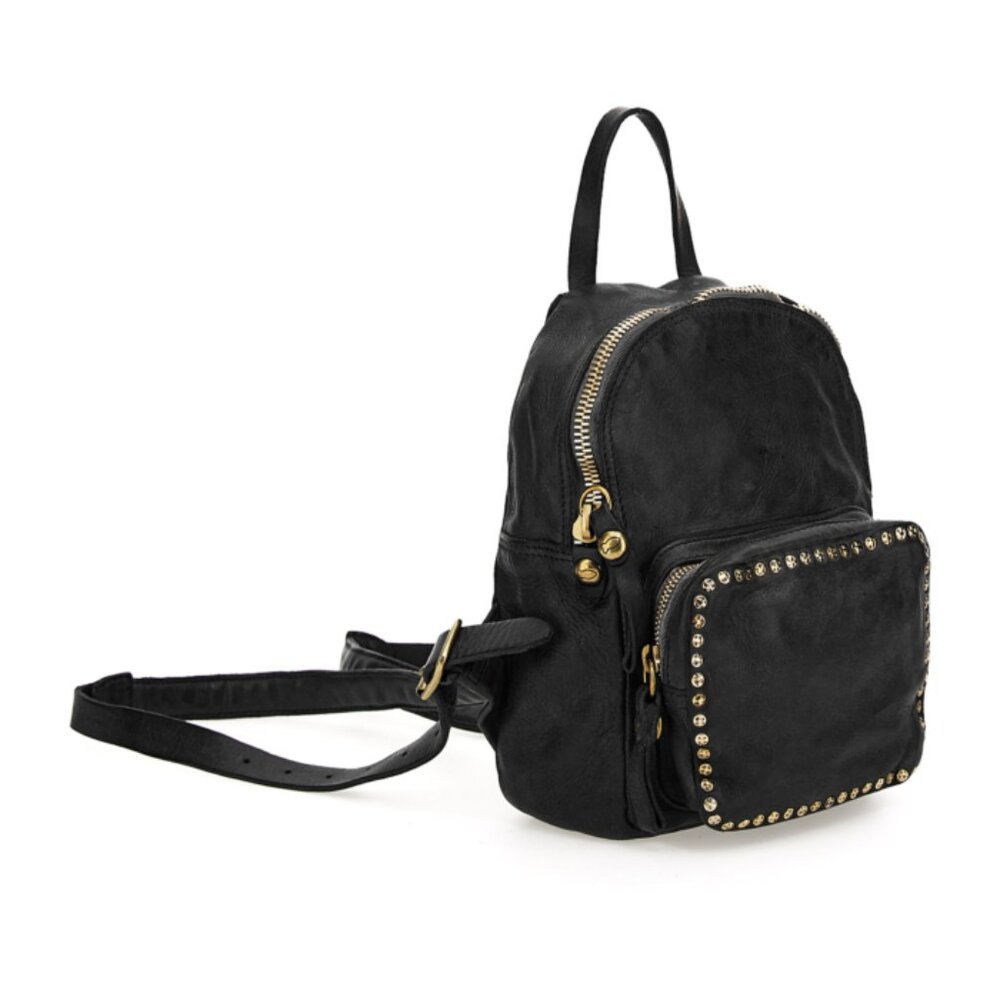 Campomaggi Black Small Backpack with Rivets - Picture 12 of 14